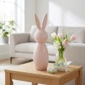 Keramik Hase Figur Rosa 22cm mit Rillenstruktur für Innendekoration | Floristik24.ch