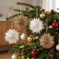 Papiersterne Weiss Braun 16 cm mit Klettverschluss 6er Set | Floristik24.ch