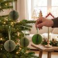 Weihnachtskugeln Papier Wabenkugeln Grün Gold Ø 7 cm 4 Stück | Floristik24.ch