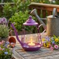 Windlicht Teekanne aus Metall und Glas Pink Ø13cm H22cm | Floristik24.ch