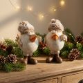 Weihnachtsfiguren Vögel mit Mütze und Geschenk Kunststein Beige 11,5 x 8 x 14 cm 2 Stück | Floristik24.ch