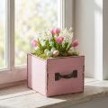 Pflanzkasten Holz Rosa 12,5cm mit Metallgriff für Innenbereich | Floristik24.ch