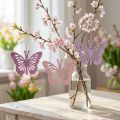 Dekohänger Schmetterlinge Holz Lila Pink Rosa 12cm 12 Stück | Floristik24.ch