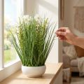 Deko Gras mit künstlichen Cosmeablüten in weisser Schale H45cm | Floristik24.ch
