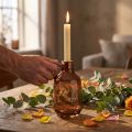 Kerzenständer Glas Braun mit Henkel für Stabkerzen H22cm | Floristik24.ch