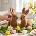 Dekohase Braun beflockt 15cm – Osterhase Set aus Kunststoff, 4 Stück | Floristik24.ch