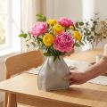 Deko Vase Keramik Grau, Moderne Innendekoration, 22×9×22.5 cm | Floristik24.ch