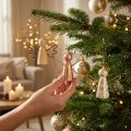 Weihnachtsengel Holz Deko 9×3×7,5cm Natur Gold Rosa Weiss 6 Stück | Floristik24.ch
