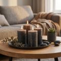 Durchgefärbte Stumpenkerzen aus Wachs 60×80 mm Anthrazit 4er-Set | Floristik24.ch