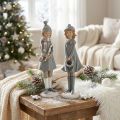 Dekofiguren Winterkinder Mädchen ca. 19 cm Polyresin Grau Beige 2 Stück | Floristik24.ch
