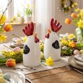 Keramik-Hühner-Set Rot-Weiss, 7×6×15 cm, 2 Stück, Tischdekoration | Floristik24.ch