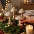 Deko-Pilze aus Holz und Filz mit Glitter, 11 cm, sortiert, 4 Stück | Floristik24.ch
