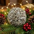 Weihnachtskugel Weiss Schneeball Ø10cm aus Styropor und Naturmaterialien | Floristik24.ch