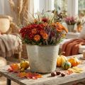 Pflanztopf Metall Ø25,5cm H22cm Gold mit Ahornmotiv für Herbstdeko | Floristik24.ch