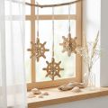 Holz-Steuerrad Dekoanhänger mit Metallfisch Ø 12 cm Natur Silber 3er-Set | Floristik24.ch