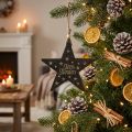 Stern-Anhänger aus Holz in Schwarz mit goldener Prägung für Weihnachtsdekoration | Floristik24.ch