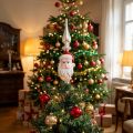 Baumspitze Glas Weihnachtsmann 34 cm Silber-Rot | Floristik24.ch