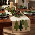 Tischläufer Weihnachten Tannenbäume Beige Grün 140x41,5cm | Floristik24.ch