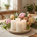 Kerzen aus durchgefärbtem Wachs, Weiss, 60x80 mm, 4er-Set, für Innenbereich | Floristik24.ch