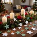 Streudeko Weihnachtssterne Grün Weiss Ø4/5cm 40 Stück | Floristik24.ch