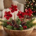 Holzblüte Rot auf Holzstab 45 cm, Ø 9-12 cm, 15 Stück für Dekoration | Floristik24.ch