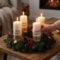 Weihnachts-Stumpenkerzen 4er-Set aus Naturwachs, 60x130mm, Weiss-Gold | Floristik24.ch