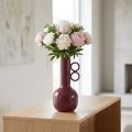 Vase Metall Kunstvolles Design mit Rundgriffen 25 cm Rot für Innenräume | Floristik24.ch