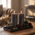 Stumpenkerzen aus durchgefärbtem Wachs Anthrazit 85x200mm Rustikales Design 2er Set | Floristik24.ch