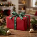 Geschenkband Grün mit Tannenmotiv 15mm x 20m aus Polyethersulfon und Leinen | Floristik24.ch