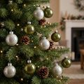 Mini-Christbaumkugeln aus Glas Grün Silber 4 cm 24 Stück | Floristik24.ch