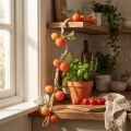 Künstliche Tomaten-Girlande 135 cm Dekoration aus Kunststoff mit Papierband für Innenbereich | Floristik24.ch
