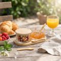 Tapas-Set mit Gläsern, Pfirsichmotiv, Holzdeckeln und Tablett 20×10×6,5 cm | Floristik24.ch