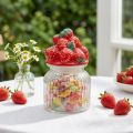 Bonboniere Glas mit Deckel Erdbeeren gerippt Ø11cm H18cm | Floristik24.ch