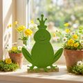 Froschkönig aus grünem Filz mit Holzsockel 20 cm x 27,5 cm | Floristik24.ch