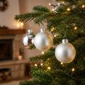 Weihnachtskugeln aus Glas, Ø6 cm, Silber, 24 Stück, matt und glänzend | Floristik24.ch