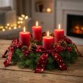 Samtband mit Sternen-Motiv Rot-Gold 25mm x 8m für Weihnachtliche Dekoration | Floristik24.ch