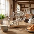 Metall-Deko Coffee Silber mit Holzsockel 17,5x5x18 cm | Floristik24.ch