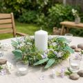 Dekokranz mit künstlichem Eukalyptus, Farn und Blüten, Ø36cm, Grün-Violett | Floristik24.ch