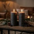 Durchgefärbte Stumpenkerzen aus Wachs Anthrazit Ø85×150mm 2er Set | Floristik24.ch