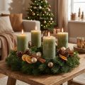 Stumpenkerzen Olivgrün durchgefärbt 85×120mm 2er-Set für Adventskranz und Tischdeko | Floristik24.ch