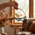 Fensterdeko Metallring Vogel Ø22,5 cm Schwarz und Gold | Floristik24.ch