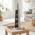 Leuchtturm aus Holz und Metall Shabby Chic Creme Ø14,5cm H51cm | Floristik24.ch