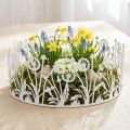 Dekotablett Metall Ø25cm Weiss Silber mit Pusteblumen Motiv für Frühling | Floristik24.ch