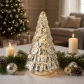 Mini-Weihnachtsbaum aus Glas mit LED Beleuchtung Silber Gold 28 cm | Floristik24.ch