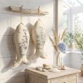 Maritime Stoffdeko Fisch zum Aufhängen, 34×14,5 cm, 2er-Set, Blau und Türkis | Floristik24.ch
