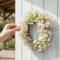 Künstlicher Blumenkranz aus Schleierkraut Ø 30 cm in Weiss und Rosa | Floristik24.ch