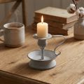 Kerzenständer Metall Weiss Grau 12,5 cm mit Henkel | Floristik24.ch