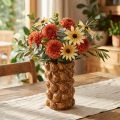Keramik Blumenvase Ø14cm H22.5cm Braun mit Feigenrelief für Innenraumdekoration | Floristik24.ch