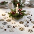 Holz-Schneeflocken Glitter-Mix Ø2cm Natur Silber 144 Stück | Floristik24.ch