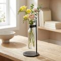 Dekovase aus Glas mit Metallständer Schwarz Ø16cm | Floristik24.ch